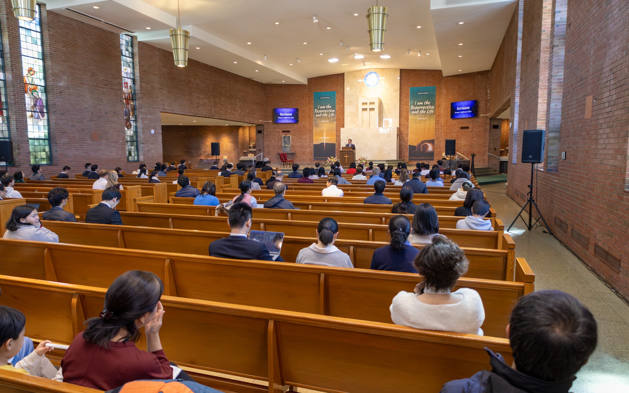 Open Bible and worship setting